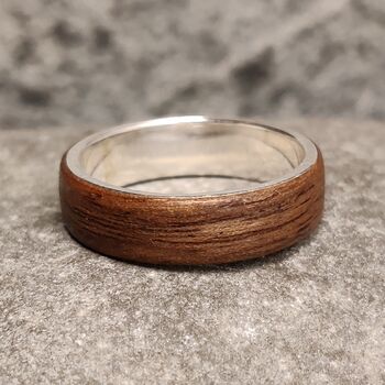 Silver And European Walnut Ring, 2 of 6