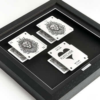 Personalised Mr And Mr Wedding Gift Lion Playing Cards Frame, 2 of 9