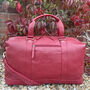 Red Soft Leather Travel Bag, Holdall, Flight Bag, thumbnail 2 of 6