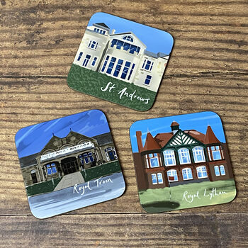 Set Of Four British Open Golf Club Coasters, 2 of 12