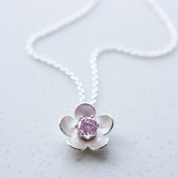 Silver Blossom Birthstone Necklace, 5 of 9