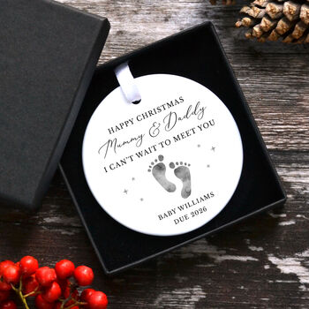 Personalised Expecting Parents Christmas Tree Bauble Pregnancy Gift, 3 of 3