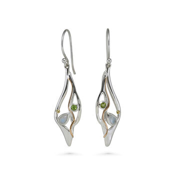 Elegant Moonstone And Peridot Silver Earrings, 4 of 5