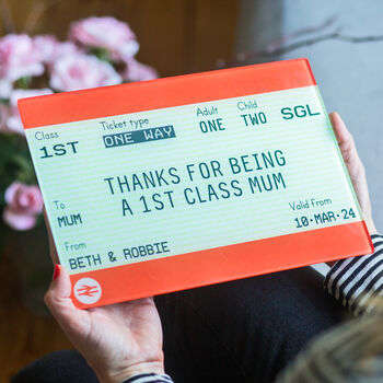 Personalised Train Ticket Chopping Board For Mum, 2 of 4