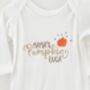 Halloween 'Mama's Pumpkin' Personalised Embroidered Babygro Sleepsuit For Baby's First Halloween, thumbnail 2 of 4