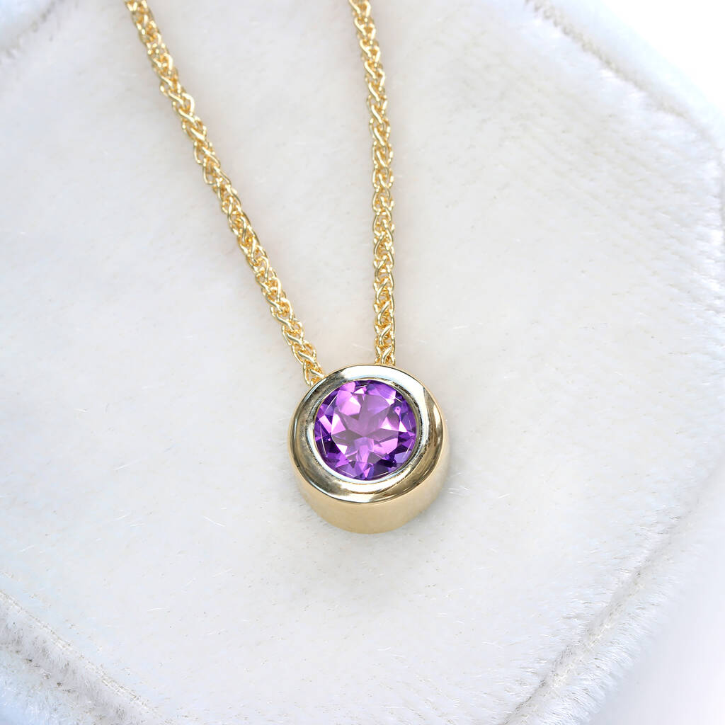 18ct Gold Amethyst Necklace February Birthstone By Lilia Nash Jewellery 1086