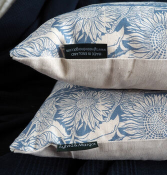 Sunflower Pair Of Block Printed Cushions, 4 of 6