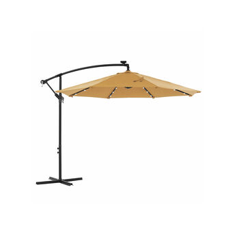 Taupe Garden Patio Parasol Umbrella With LED Lights, 4 of 6