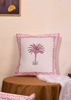 Light Pink Palm Cushion Cover Set Of Two, 2 of 3