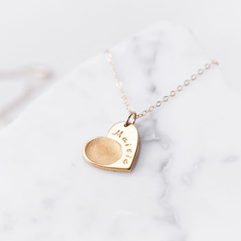 Personalised Fingerprint Gold Plated Heart Necklace, 3 of 8