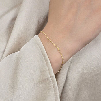 Gold Plated Dainty Satellite Chain Stacking Bracelet, 2 of 4