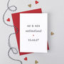 Personalised Mr And Mrs Wedding Or Anniversary Card, thumbnail 1 of 4
