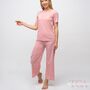 Pink Plain Soft Cotton Night Sleepwear Women Pyjama Set, thumbnail 7 of 10