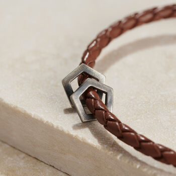 Men's Personalised Fine Leather Geometric Bracelet, 3 of 5