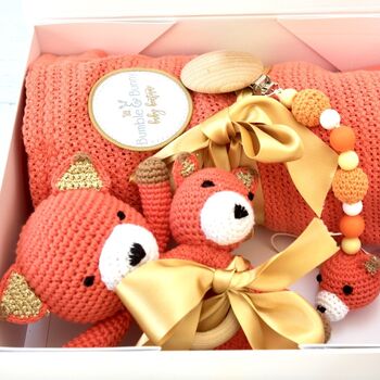 Organic Fox Toy Baby Gift Set, 7 of 9