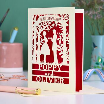 Personalised Papercut Couple Engagement Card, 2 of 7