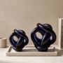 Cobalt Blue Handblown Glass Knot Sculpture Set Of Two, thumbnail 1 of 11