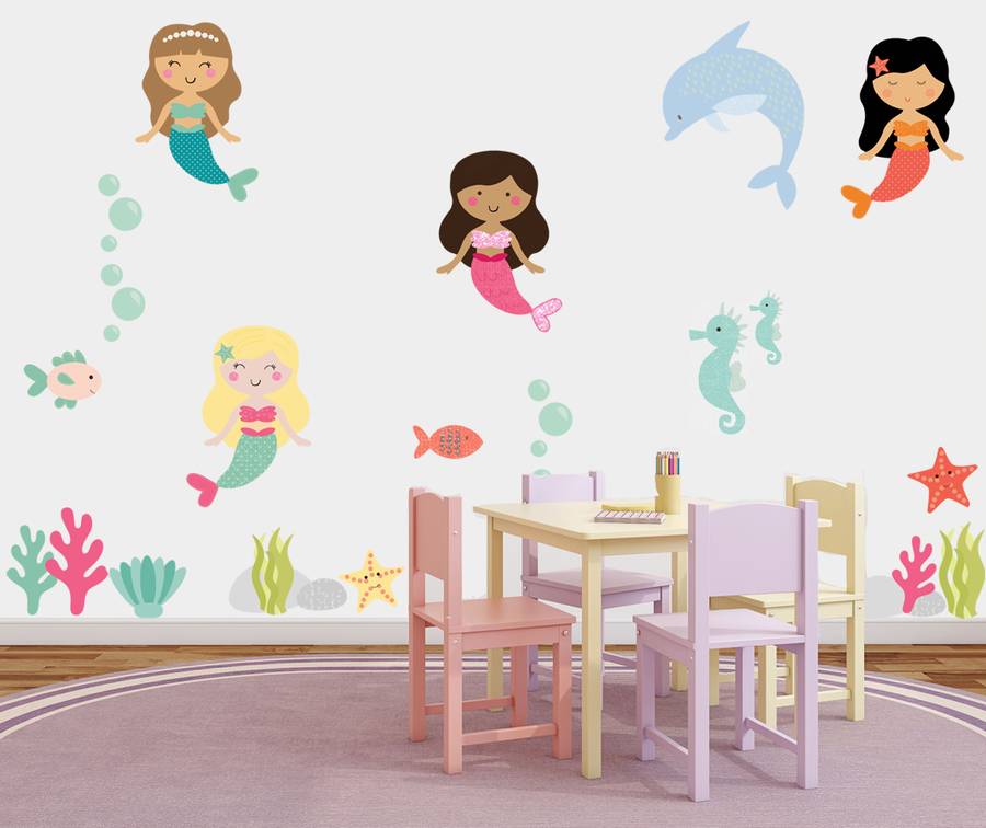 Magical Mermaids Fabric Wall Stickers, 1 of 2