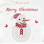 Butterfly Snowman With Santa's Hat Christmas Card, thumbnail 1 of 12