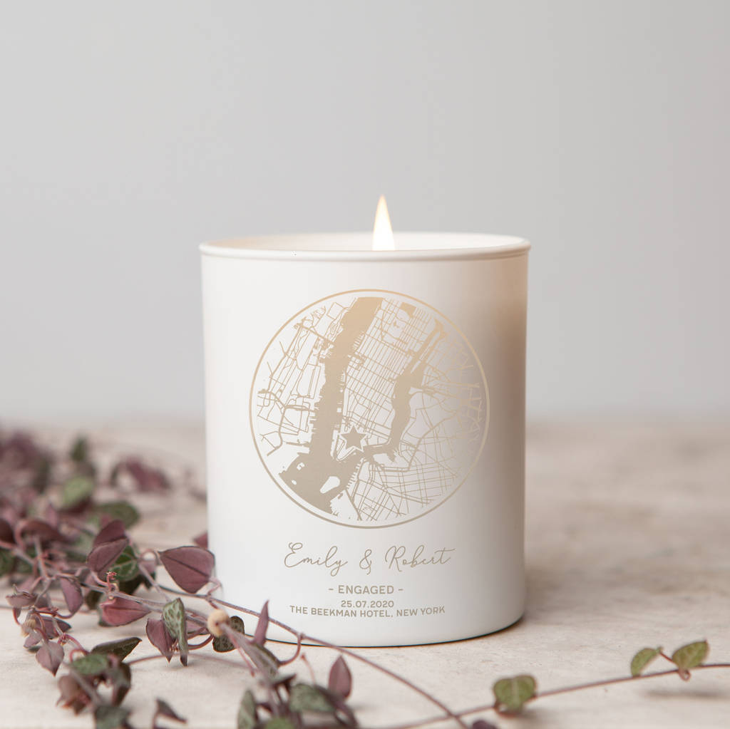 Wedding Or Engagement Personalised Map Candle Gift, 1 of 5