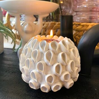 White Ceramic Coral Tealight Holder, 2 of 8