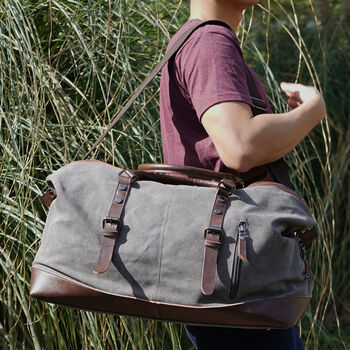 Unisex Canvas Duffle Travel Weekender Bag, 11 of 12