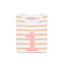 Biscuit + White Breton Striped Number/Age T Shirt Pink, thumbnail 2 of 6