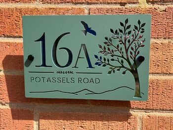 Personalised Tree And Bird Acrylic House Number Sign, 8 of 9