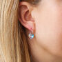 Crystal Heart Sterling Silver Hoop Earrings, thumbnail 2 of 3