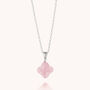 Rose Quartz Gemstone Clover Necklace Sterling Silver, thumbnail 2 of 5
