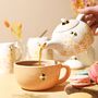Dusky Pink Floral Bee Ceramic Teapot And Cup Set, thumbnail 2 of 12
