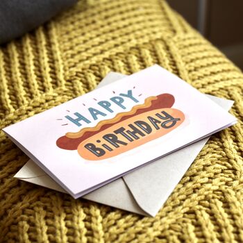 Happy Birthday Hot Dog Greetings Card, 4 of 9