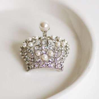 Vintage Style Pearl Crown Brooch, 6 of 11