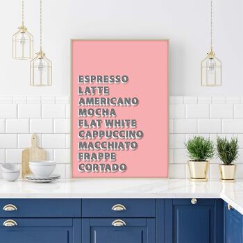 Coffee List Kitchen Print, 4 of 5