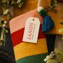 Christmas Stocking In Bold Rainbow Stripe Punch Needle, thumbnail 2 of 6