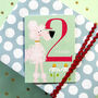 Mini Pink Poodle 2nd Birthday Card, thumbnail 1 of 5