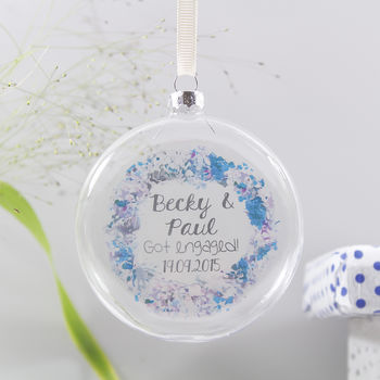 Personalised Engagement Wreath Flat Bauble, 4 of 8