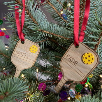 Personalised Pickleball Christmas Tree Decoration, 4 of 5