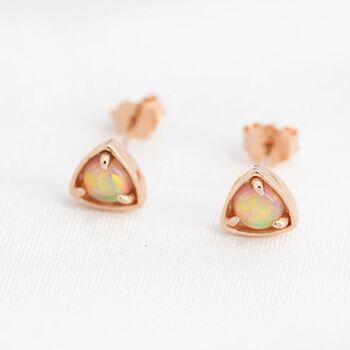 Triangle Opal Stud Earrings In Sterling Silver, 4 of 12
