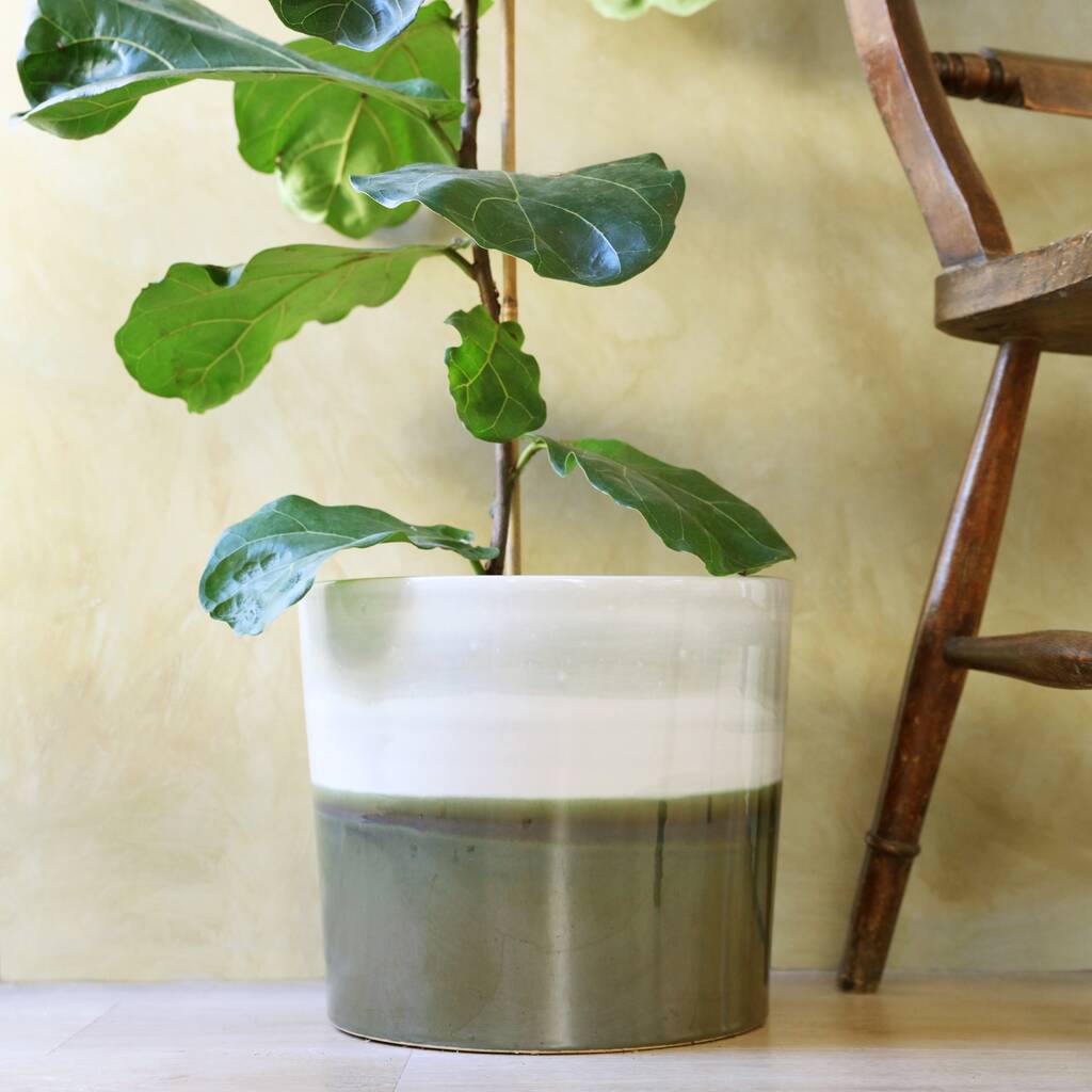 Large Block Green Ceramic Planter, H26cm, 1 of 5