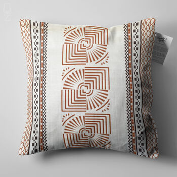 Ethnic Pattern Cushion Cover With Geometric Brown Lines, 5 of 7
