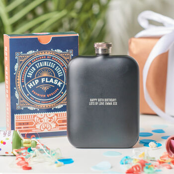 Personalised 60th Birthday Year Hip Flask, 4 of 8