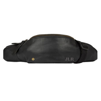 Personalised Leather Bum Bag In Ebony Black, 2 of 6
