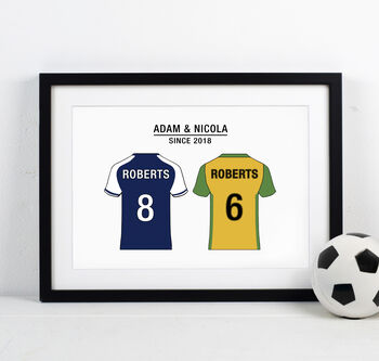 Personalised Football Team Print For Couples, 2 of 8