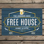 Personalised Free House Pub Blue Metal Sign, thumbnail 1 of 3