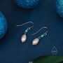 Sterling Silver Genuine Freshwater Pearl And Blue Opal Drop Earrings, thumbnail 5 of 12