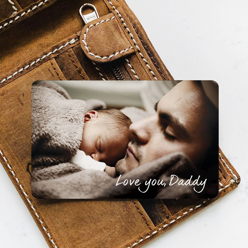 Personalised Wallet Or Purse Metal Photo Cards For Dad, 1 of 5