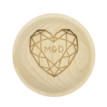 Personalised Wedding Couples Wooden Ring Dish, 3 of 6