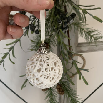 Hand Crafted Tangled Web Ceramic Bauble, 4 of 7