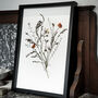Whisper Stem Original Pressed Flower Art In A3 Black Frame, thumbnail 1 of 7